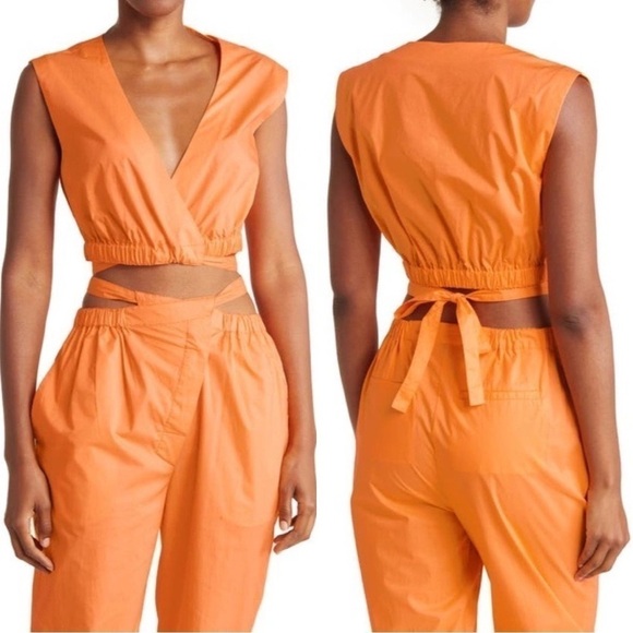 NICHOLAS Tarla Tie Hem Sleeveless Cropped Top Orange US 4 - Picture 1 of 4